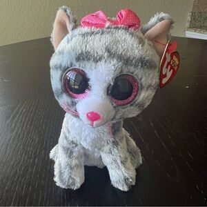 ✅ TY Beanie Boo “Kiki” Gray and white Plush Cat Toy
